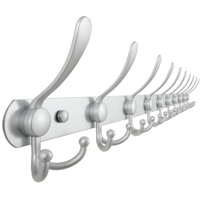 Dseap Coat Rack Wall Mount - 96cm Long 10-Tri-Hooks Heavy Duty Coat Hanger Rail Wall Hooks for Hanging Coats Hats Clothing Clothes Purse Mudroom