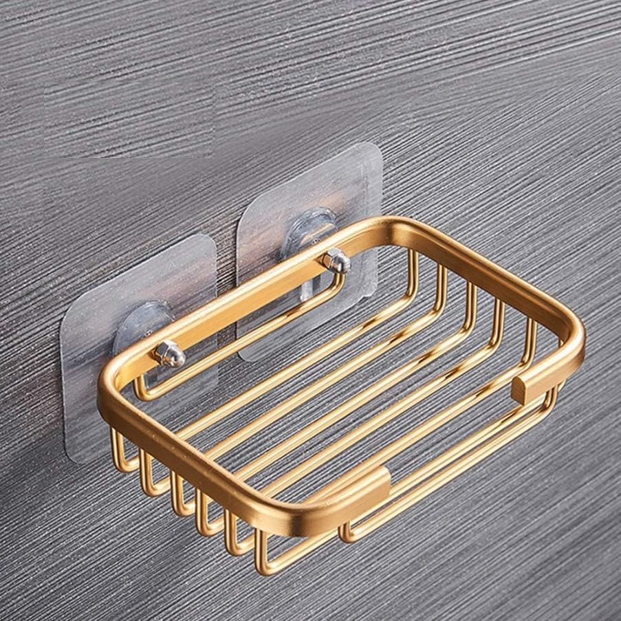 Gold Bar Soap Holder for Shower Wall,Stainless Steel Adhesive Soap Dish for Bathroom,Drill Free Soap Holder Storage Rack Soap Dishes for Home Kitchen