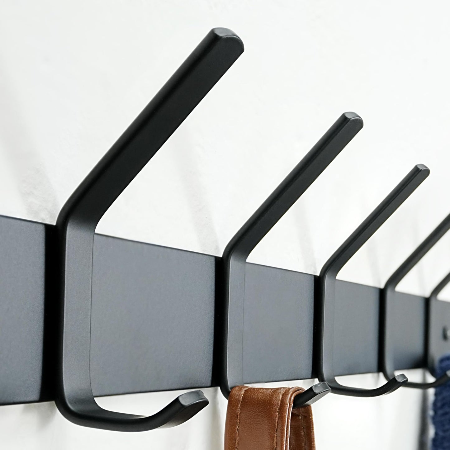 HONSKY Coat Rack Wall Mounted, Towel Rack, Metal Wall Coat Hanger with 7 Double Hooks (14 Hooks), for Hanging Coat, Hat, Bag, Umbrella