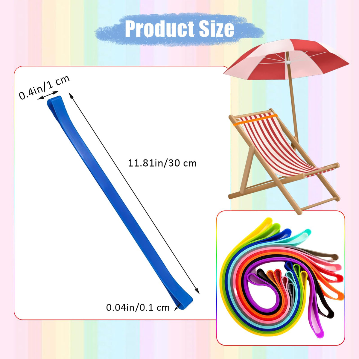 Sicheii 12Pcs Towel Bands, Windproof Silicone Towel Bands for Beach Chairs Cruise, Elastic Towel Clips Holder