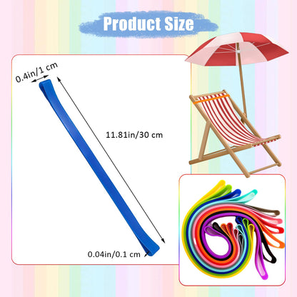 Sicheii 12Pcs Towel Bands, Windproof Silicone Towel Bands for Beach Chairs Cruise, Elastic Towel Clips Holder