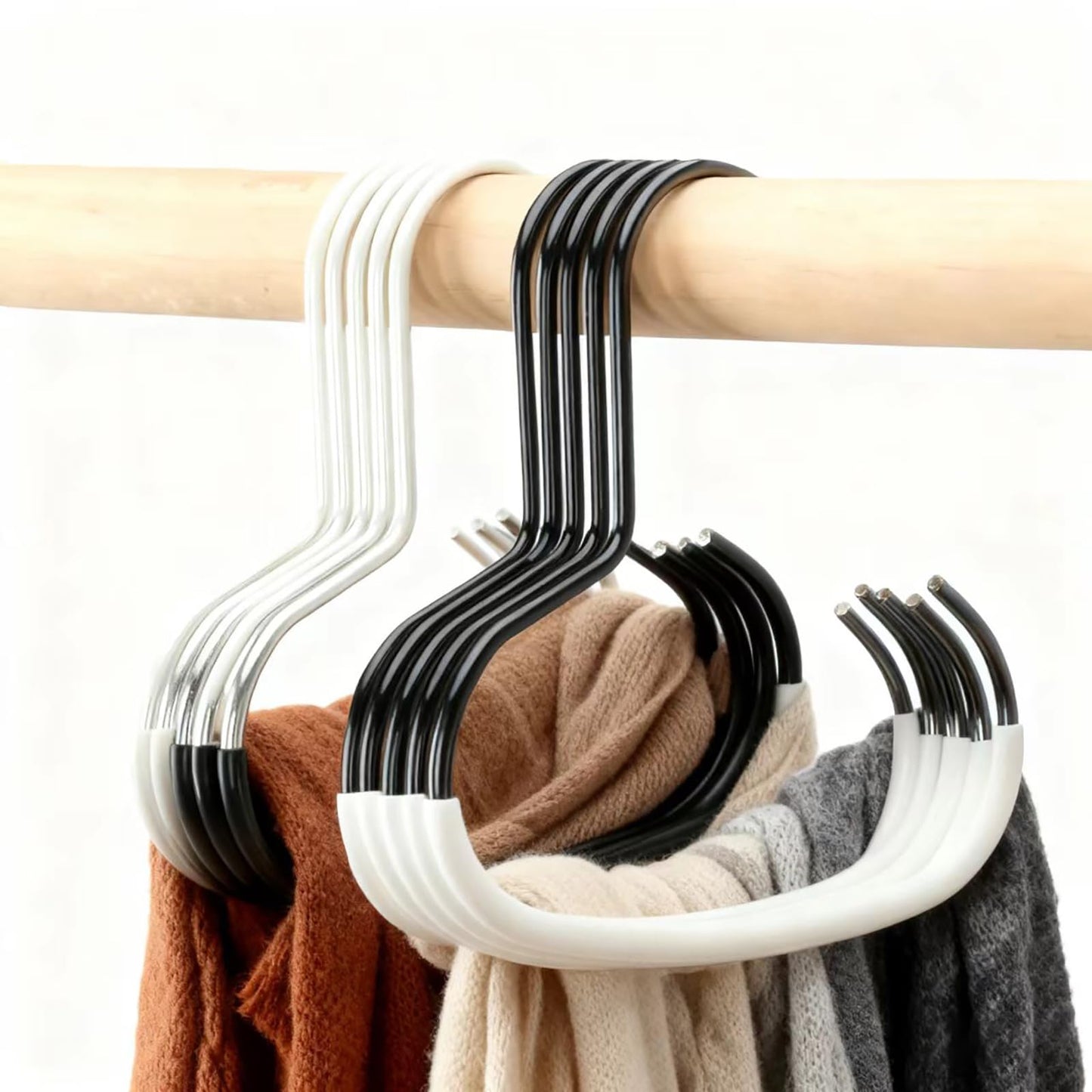Non-Slip Scarf Ring Hangers 8-Pack | Stainless Steel Hijab Tie Belt Wardrobe Organizer with Anti-Snag Design for Closet Storage Accessories