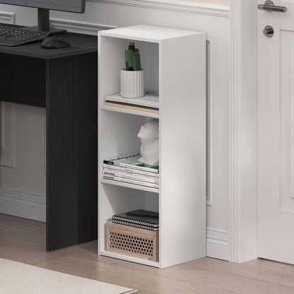 Furinno LUDER Book Shelf, 3-Cube Bookshelf, Bookcase, 9.3 x 12 x 31.5, for Living Room, Bedroom, Home Office, White