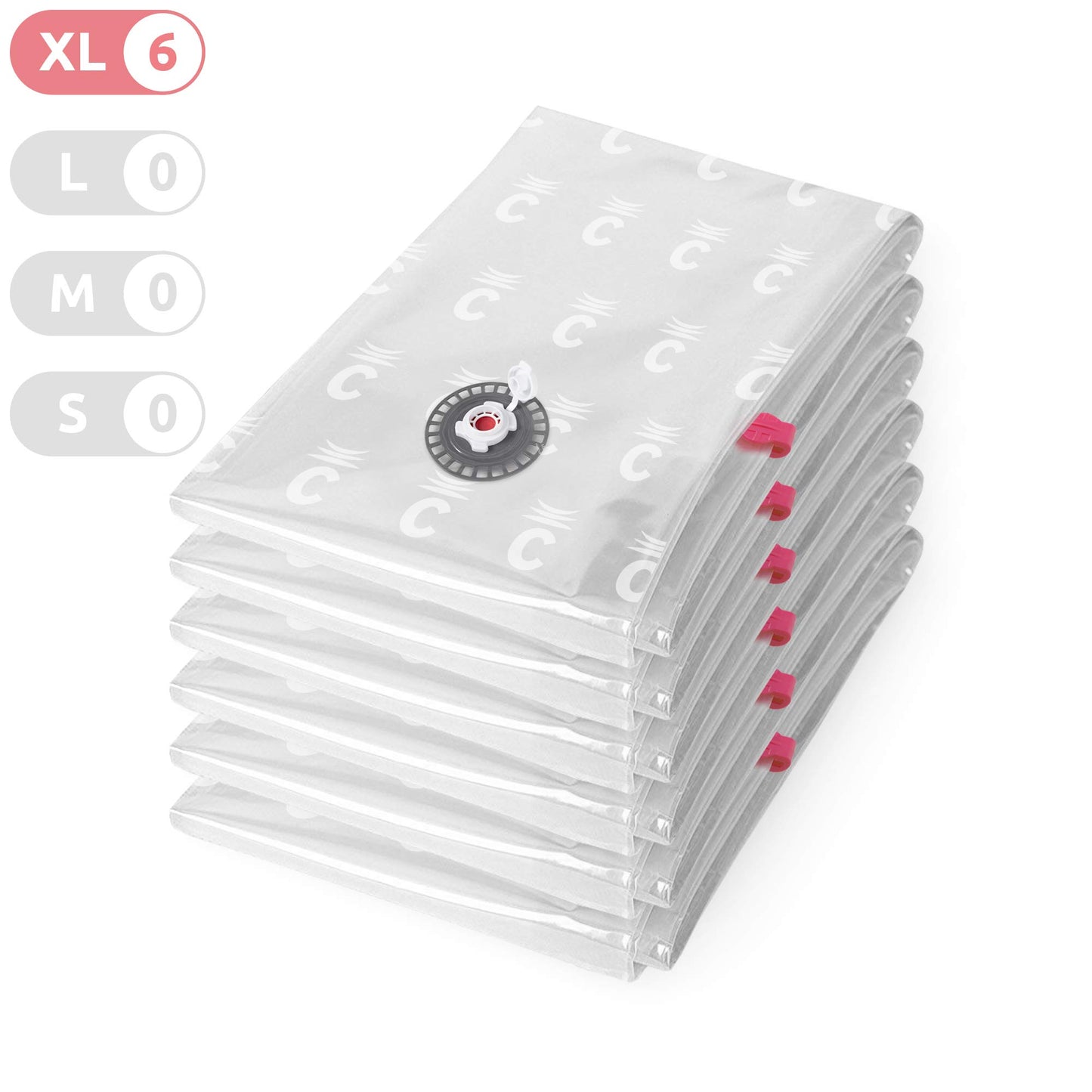 Compactor Aspispace Vacuum Compression Bags XL - 6 Pack, 80X130 cm, Transparent, Reusable Storage Solution