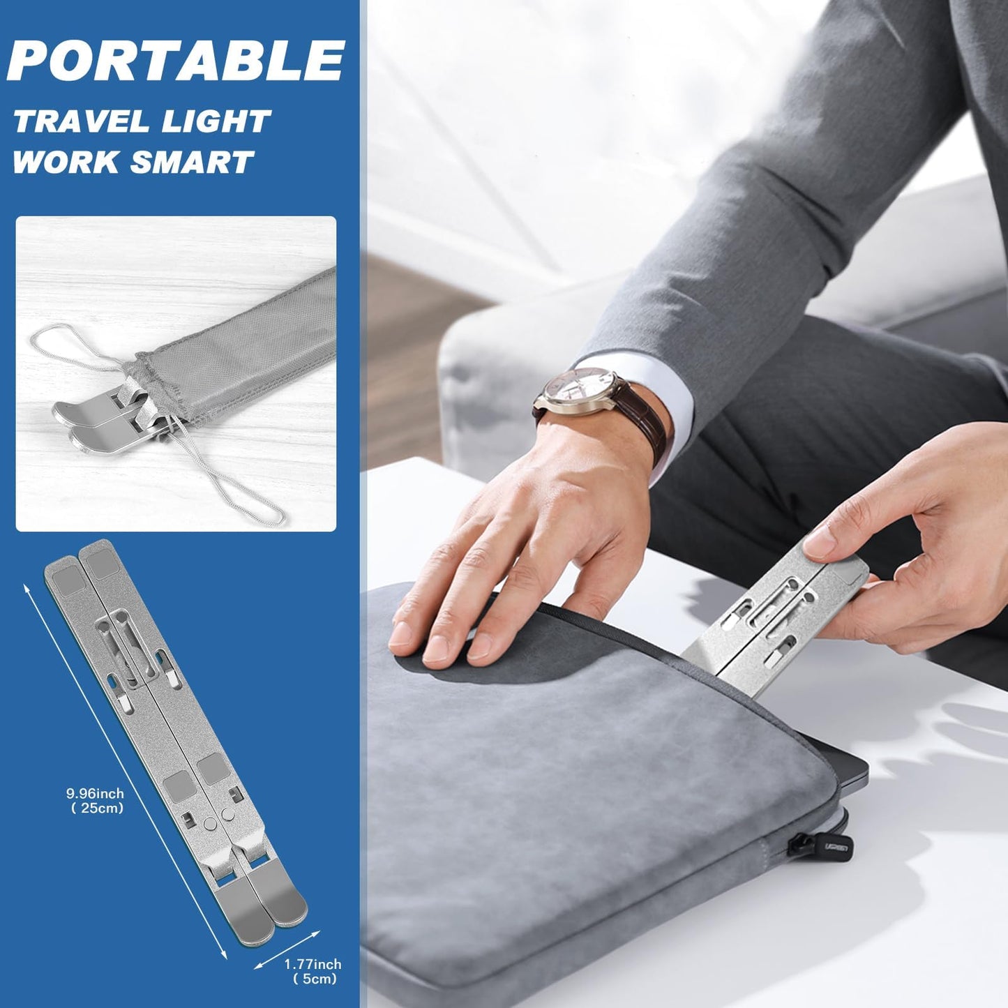 AUXHCYL Laptop Stand for Desk, Adjustable Laptop Riser, Aluminum Portable