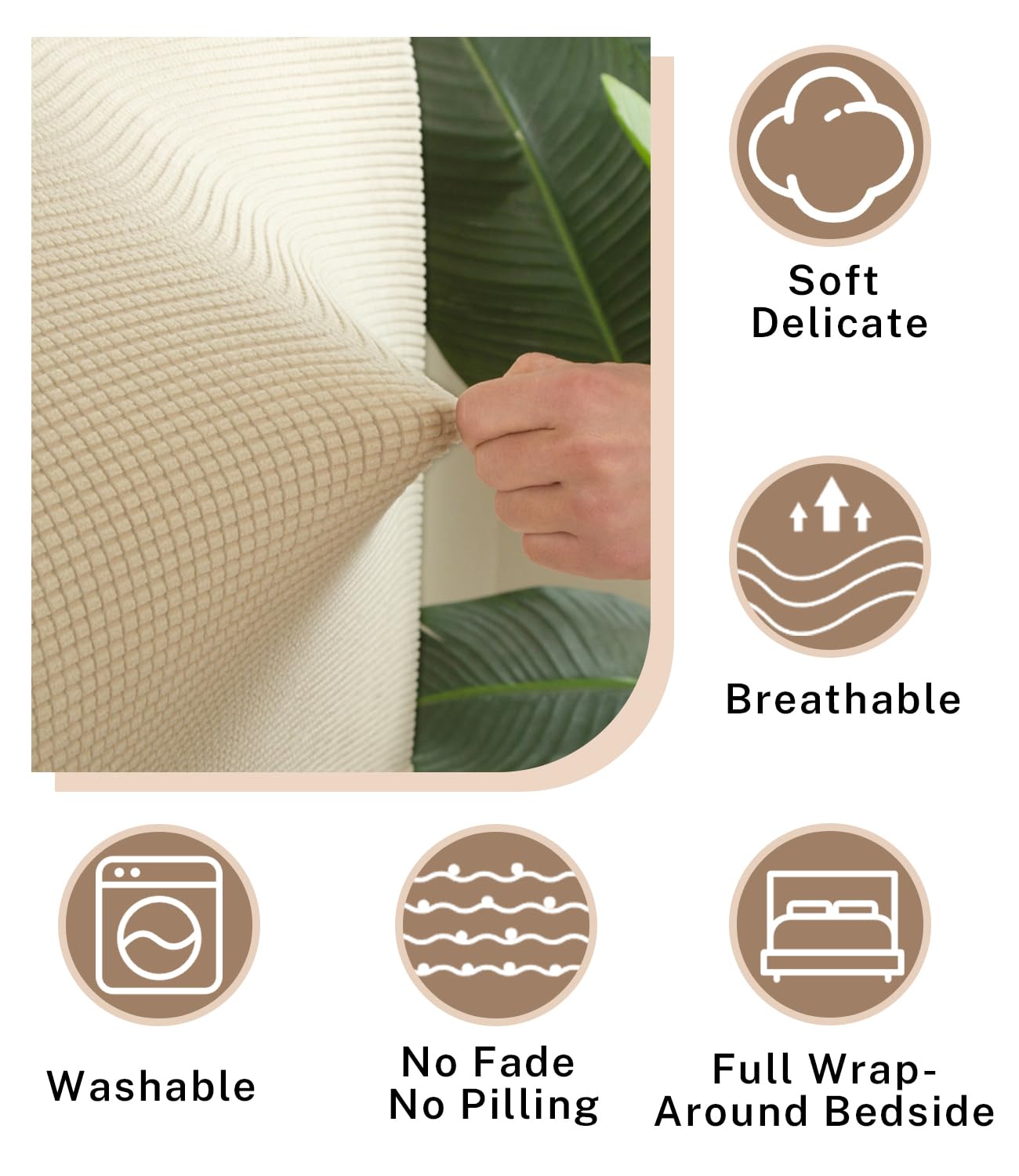 FANSU Headboard Cover for Single Double King Size Bed, Polar fleece Dustproof Headboard Wrap
