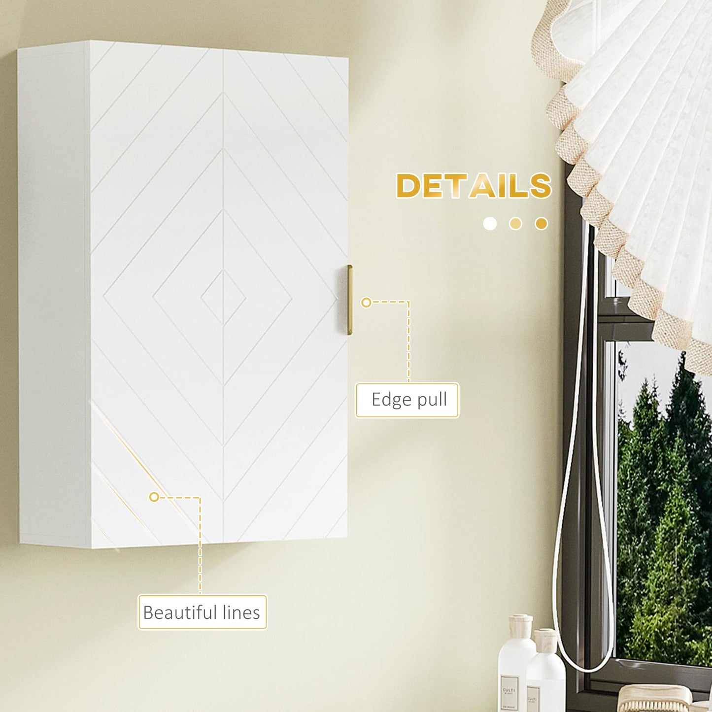 kleankin Bathroom Wall Cabinet with Adjustable Shelves for Hallway, White