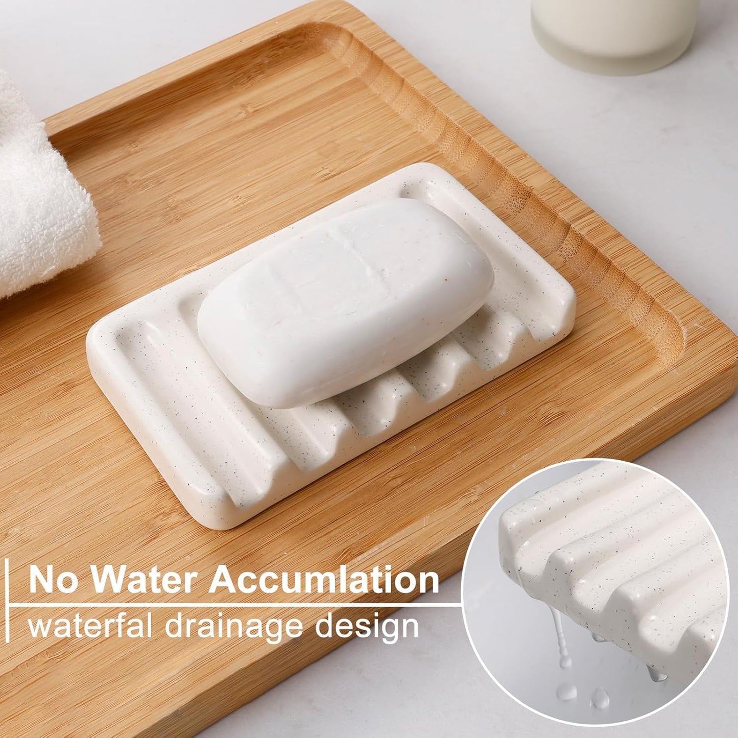 BosilunLife Ceramic Bathroom Accessories Set - Bathroom Counter Soap Set Beige Bathroom Decor Sets Accessories Bathroom Lotion Soap Dispenser and
