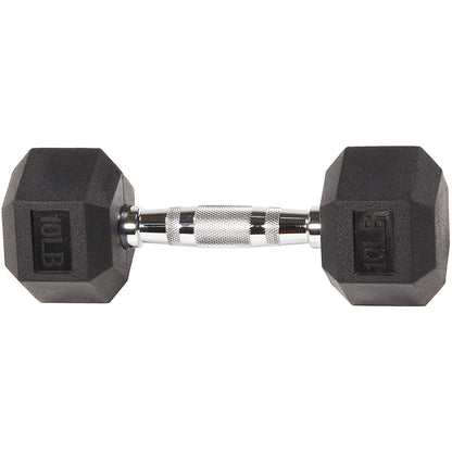 BalanceFrom Rubber Encased Hex Dumbbell in Pairs or Singles, Black