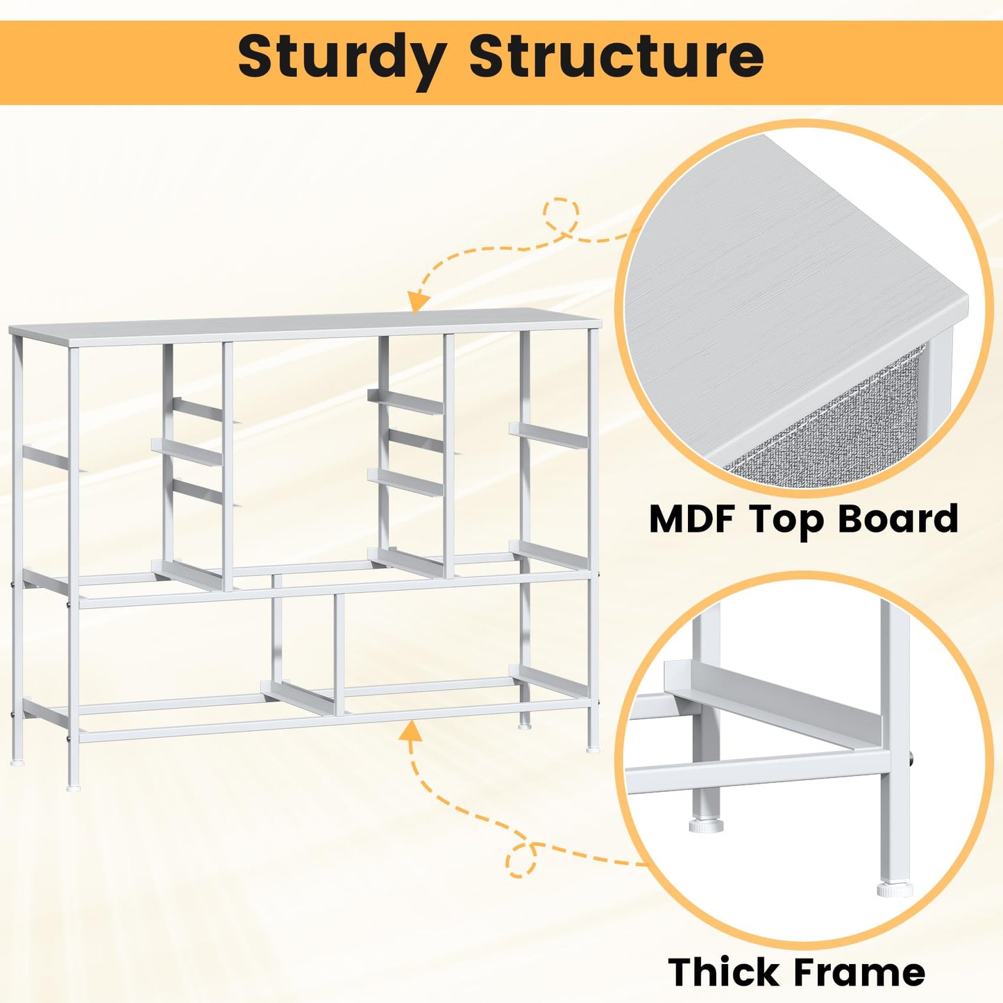 GoaHi Chest of Drawers, Large Dressers with Metal Frame and MDF Wooden Top Board, Adjustable Feet, Anti-Tip Safety
