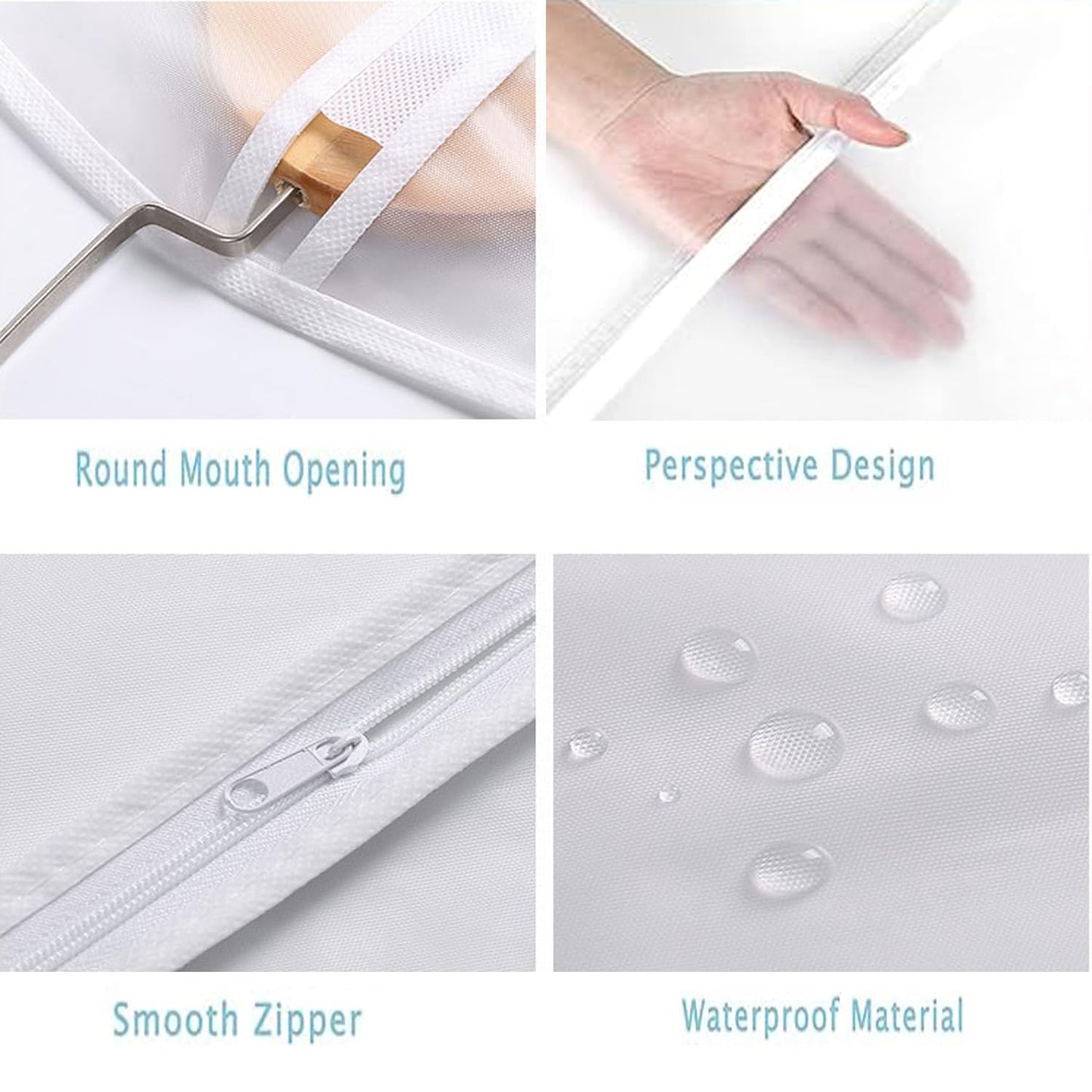 QH7 Garment Covers Dustproof Clothes Covers Moth Proof Coat Bag with Zip PEVA Translucent Dress Cover Waterproof Anti-mite Breathable Suit Protector