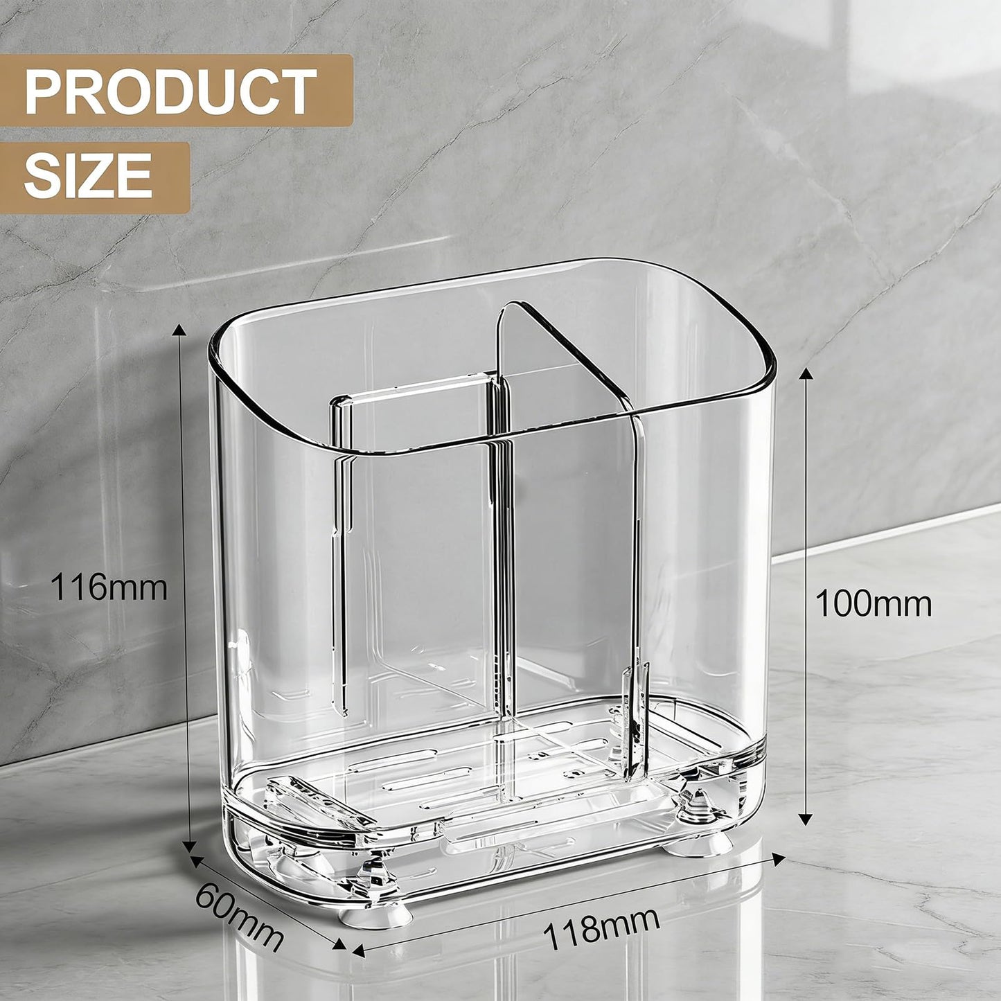 2Pcs 2-Slot Electric Toothbrush Holder Wall & Counter, No-Drill