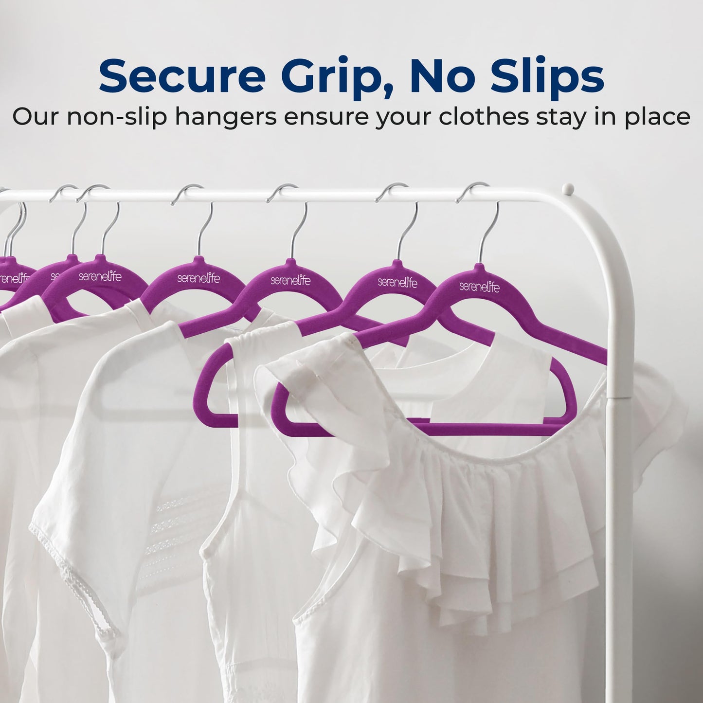 SereneLife Velvet Hangers, Purple, 30-Pack - Non-Slip Adult Coat Hangers