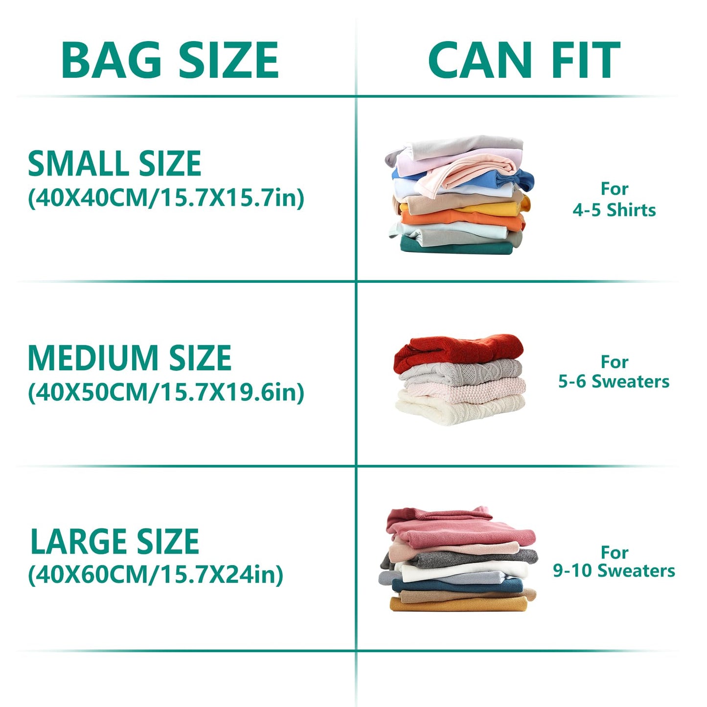 Vacuum Bags for Clothes 9Pcs with Air Pump (3x40x40, 3x40x50, 3x40x60)