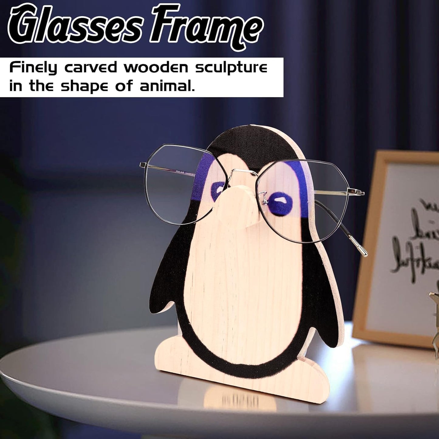 Vibbang Wood Glasses Holder Stand, 3D Wooden Puzzle Eyeglasses Stand
