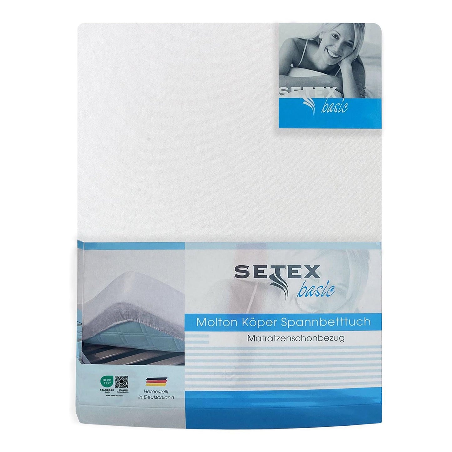 Setex Molton body mattress protectors, fitted sheet, basic, white, 1308, Cotton, White, 140 x 200 cm