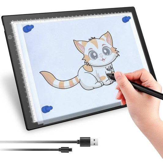 UUCOLOR Led Light Box A4 Tracing Drawing Board Diamond Painting Light Box with 3 Adjustable Brightness LED Light Pad for Drawing, X-ray Viewing,