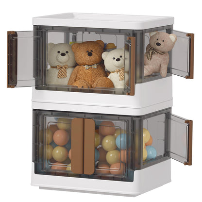 HAIXIN Collapsible Storage Boxes with Lids - 72L Stackable Storage Bins with Four Opening Door, Plastic Closet Organiser, Storage Container with