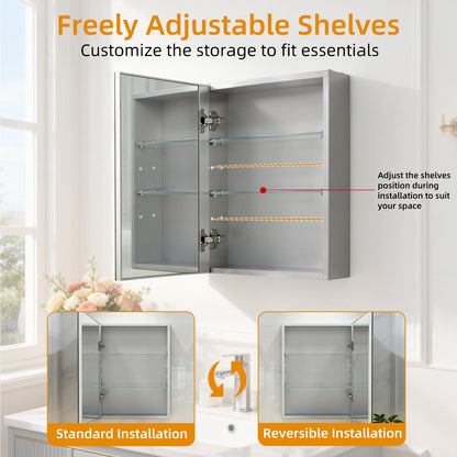 Olyvren 40 * 50 cm bathroom medicine cabinet with mirror,aluminium frame