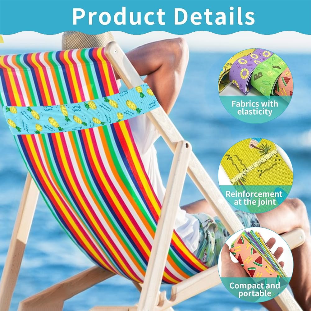 Towel Bands for Beach,5 Pack Beach Towel Bands for Sun Loungers,Elastic Bands for Sunbed Towel,Windproof Sun Lounger Straps for Pool Beach