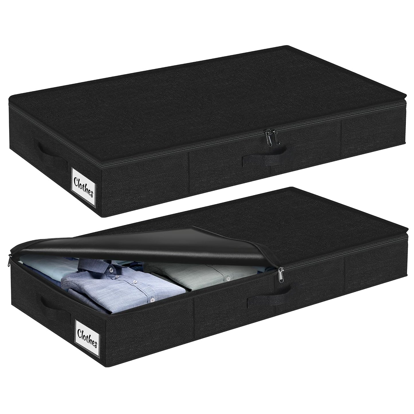 Kukikan Underbed Storage Box Set of 2 - Flat, 11.5 cm Slim Low Profile Underbed Clothes Storage Organiser for Dorm & Home
