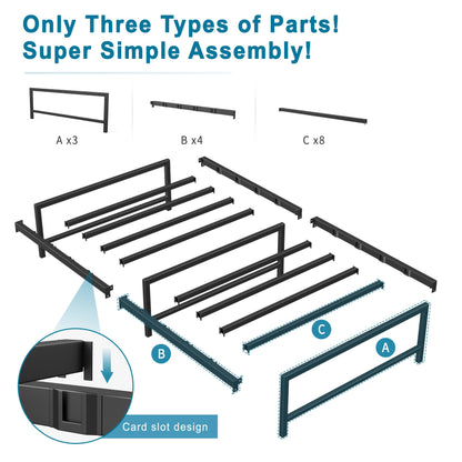 Yornoli 3ft Single Bed Heavy Duty Steel Slats Single Metal Bed Frames with 31.5cm Platform Storage for Adult No Box Spring Needed Easy Assembly