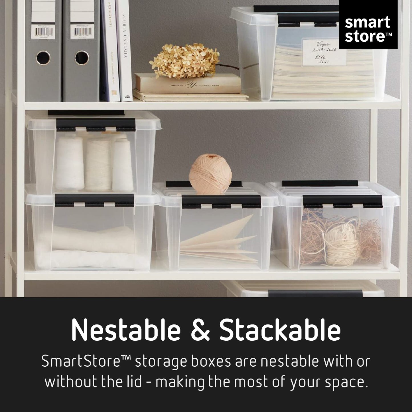 SmartStore 14L Clear Plastic Storage Boxes with Lid, 10 Pack, Reinforced, 10 Year Guarantee, Food Safe, Clip Locked, Stackable and Nestable, BPA Free