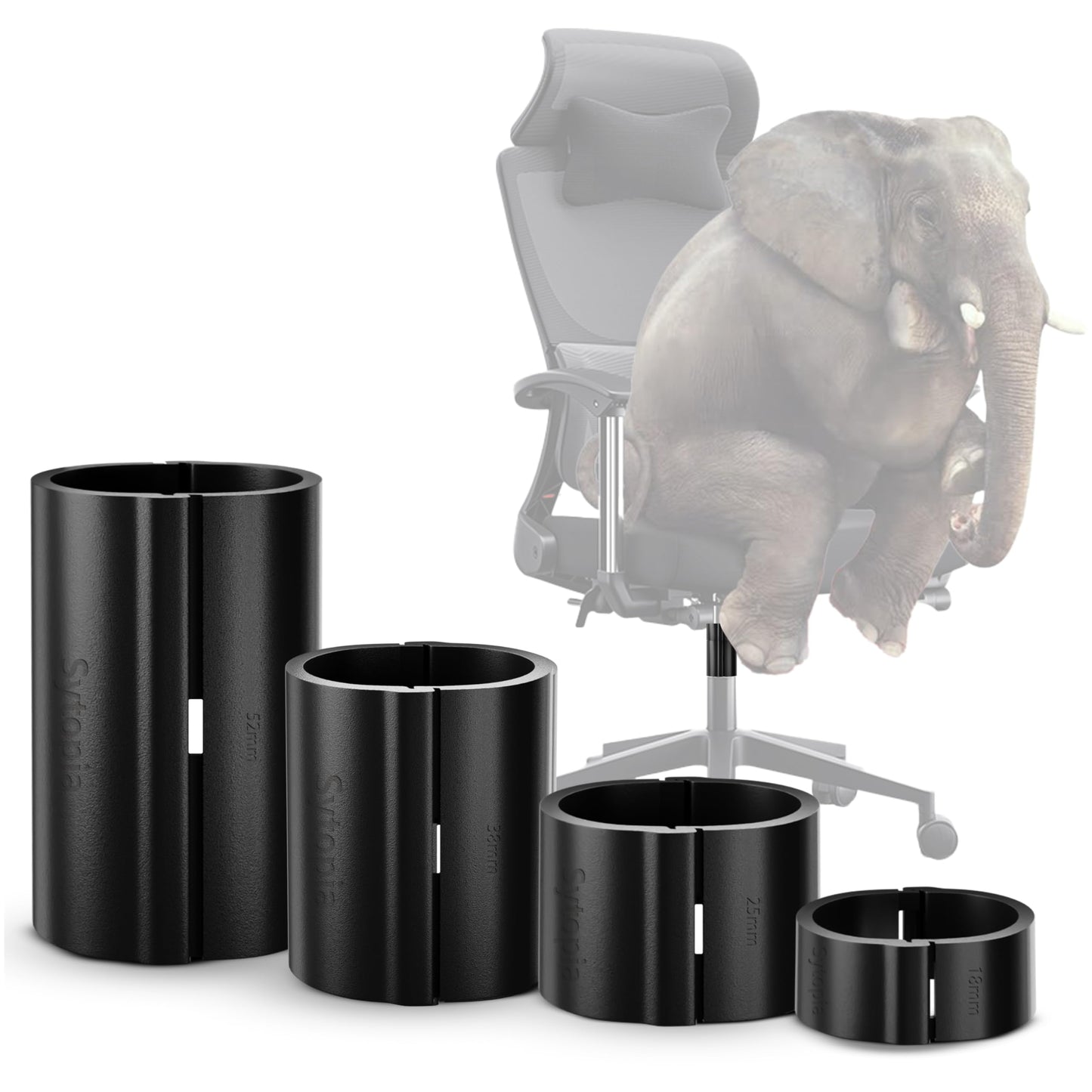 Sytopia Fix Sinking Office Chairs, 4 Pieces Clamps Chair Height Extenders, Stop Gas Cylinder Sliding Down, No Tools Required, up to 5 Inches