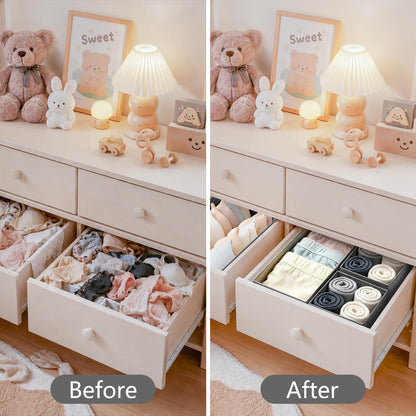 Weeoley Drawer Organiser 8 Pack Foldable Storage Boxes for Clothes, Gray