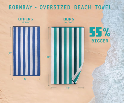 Bornbay Cotton Oversized Beach Towel - Extra Large 40"X70" Plush Thick Pool Towel, XL Soft Stripe Cabana Swim Towels for Adults Mens Women Girls