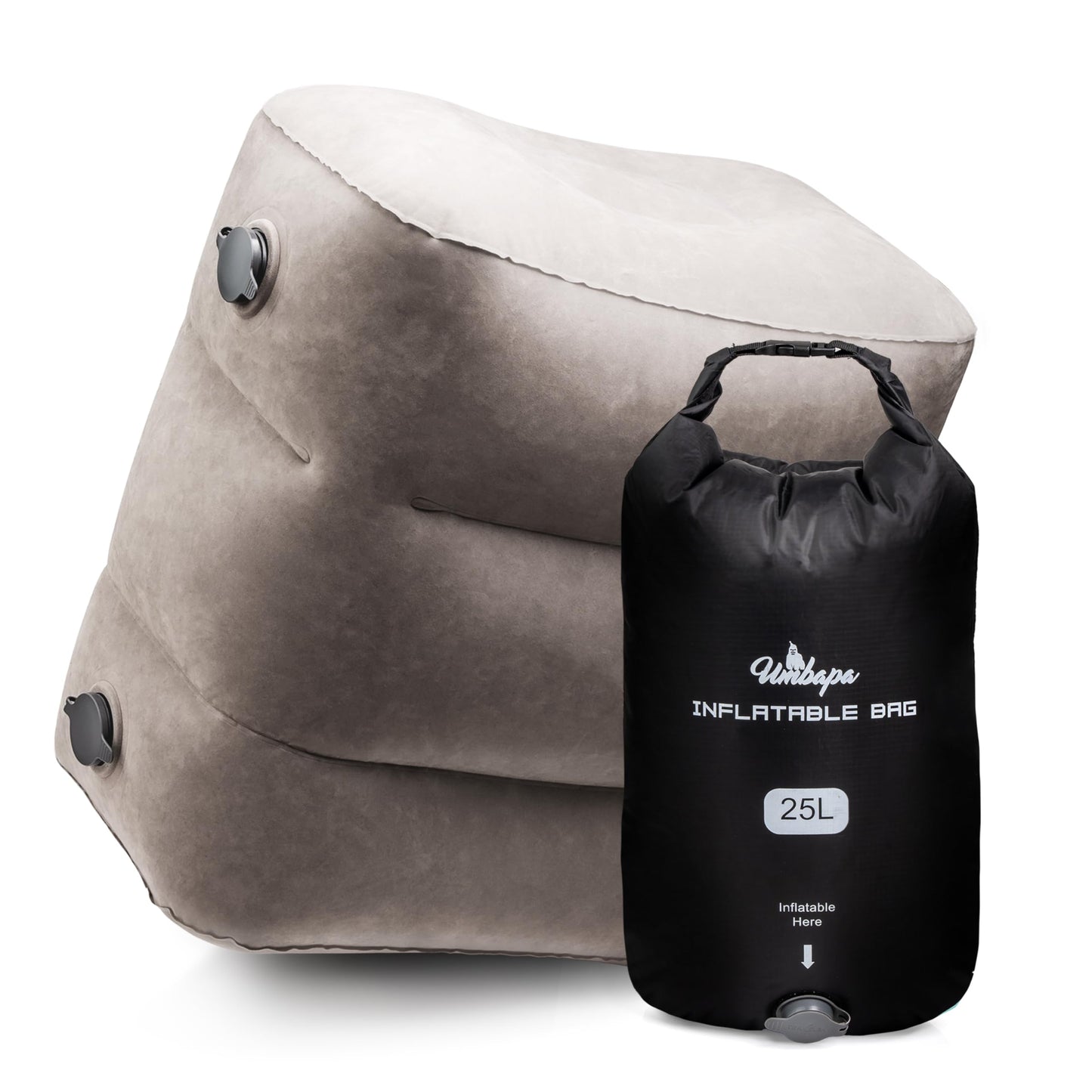 Travel Foot Rest for Airplane & Car – Inflatable Leg Rest Pillow for Tired Legs, Adjustable Height, Compact with Air Pump Bag