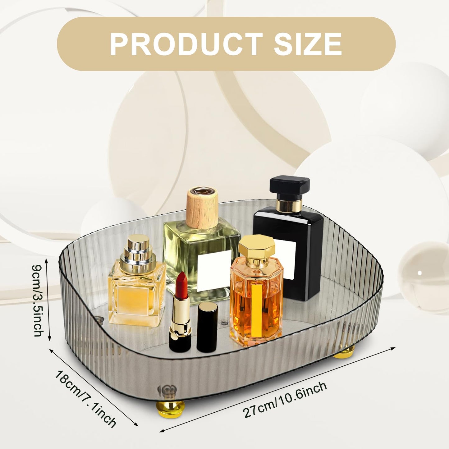 Mulaibdin Perfume Tray for Dresser, Perfume Organiser Tray Plastic, Bathroom Trays for Toiletries, Decorative Trays for Vanity,Bedroom