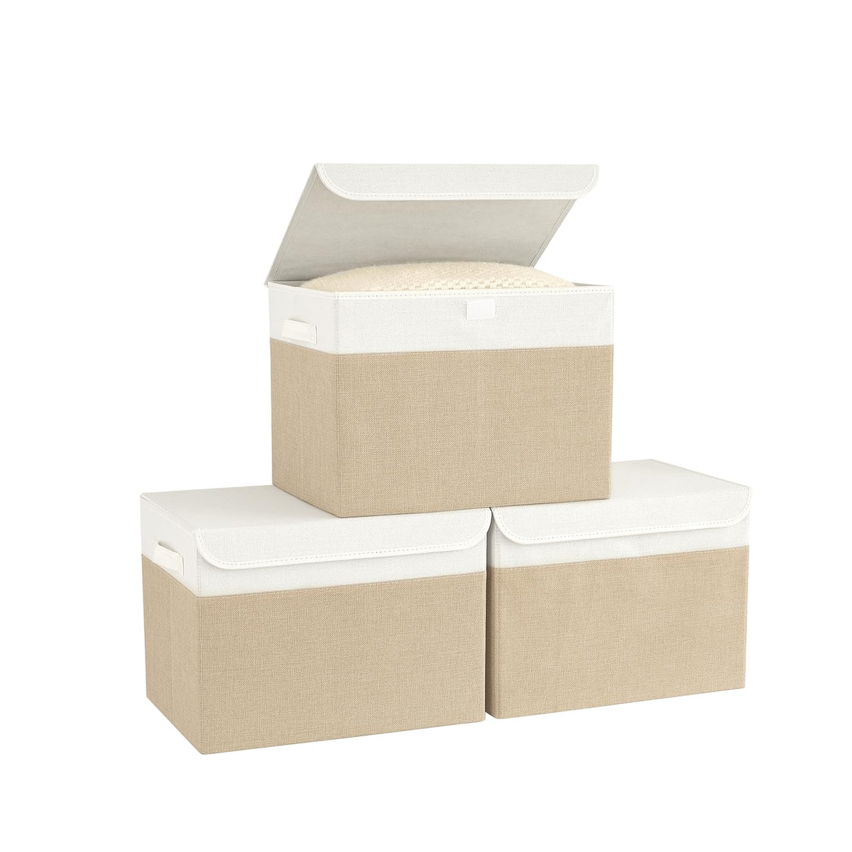 Bagnizer Small Collapsible Storage Boxes with Lids & Handles 3PCS