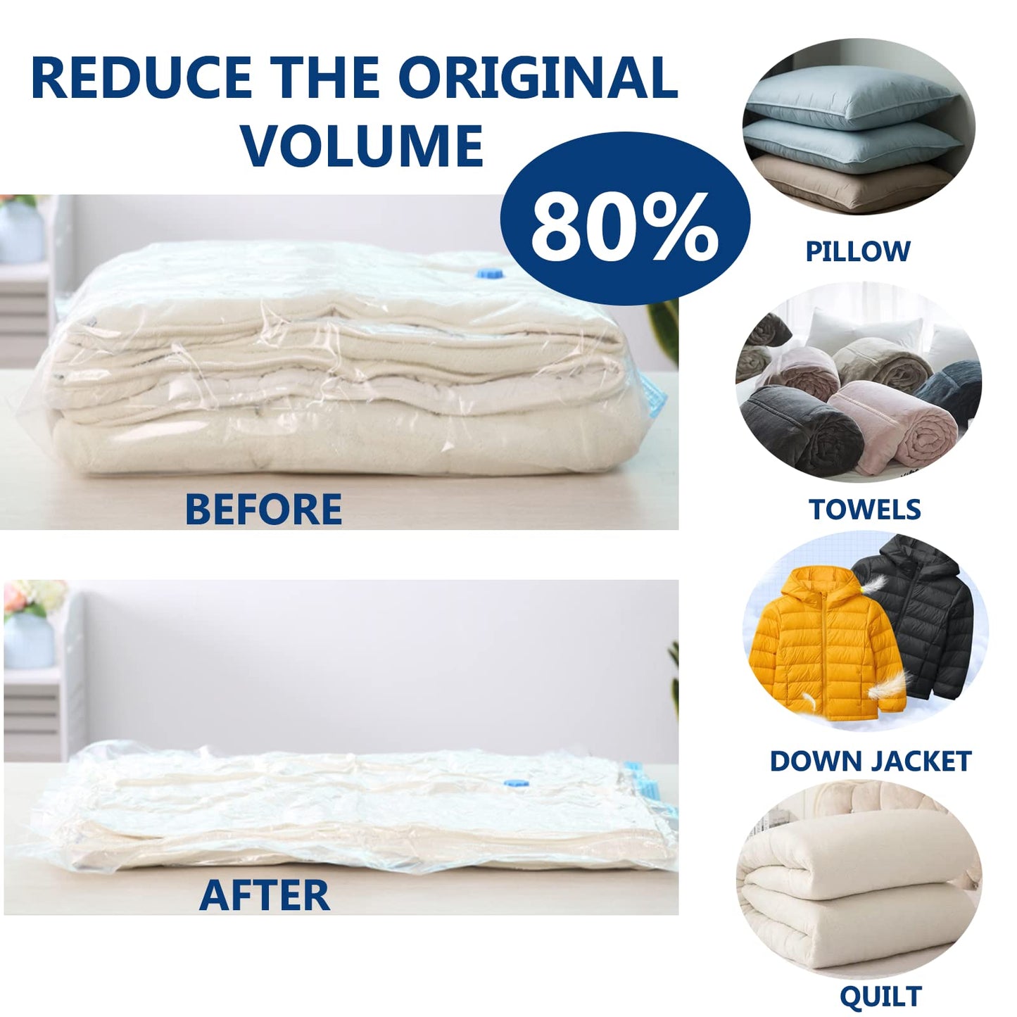 Vacuum Storage Bags - 4 Pack 130 X 100cm Extra Large Reusable Clothes Storage Bags Vacuum Sealer Bags with Double Zip Seal Travel Space Saver Bags