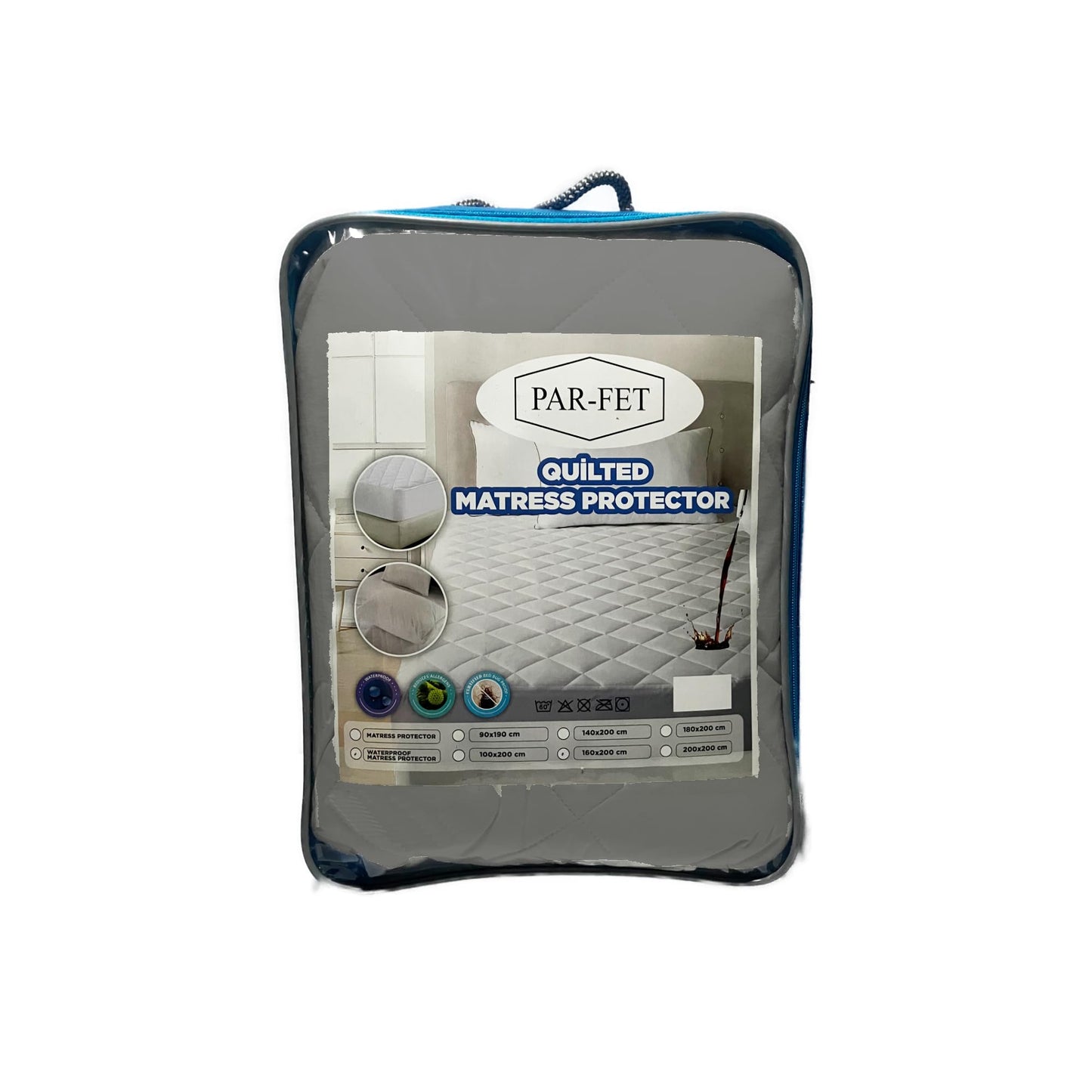 Cotton Mattress Protector, Waterproof, Quilted with Anti-Allergic, Anti Dust Mite, Soft and Quiet, Breathable (Grey, 90 x 190 cm)