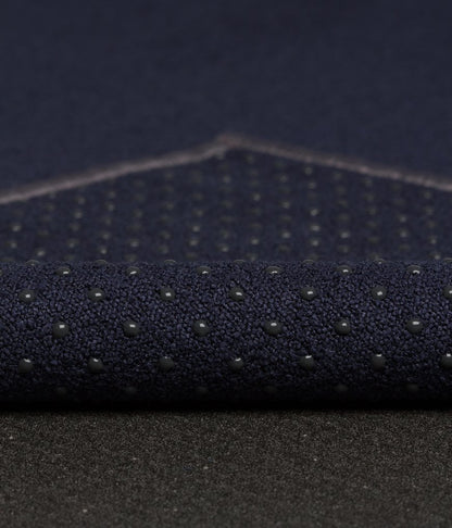 Manduka Yogitoes Yoga Towel ? Rubber Grip Dots Non-Slip Bottom, Quick Dry Fitness Towel for Hot Yoga, Pilates, Exercise - 79 Inch, Midnight