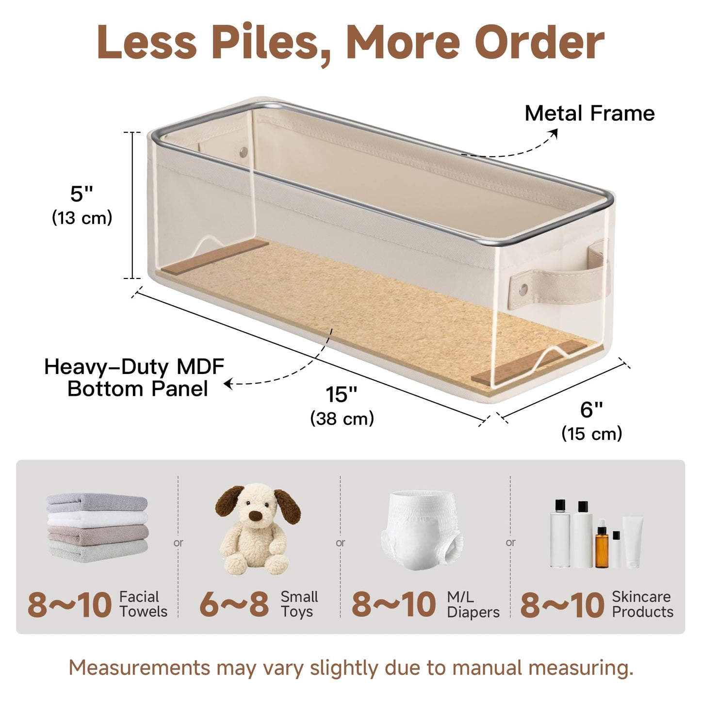 StorageWorks Narrow Storage Boxes, Small Baskets for Organising Toy, Long Storage Baskets with Handles, Rectangle Fabric Storage Boxes