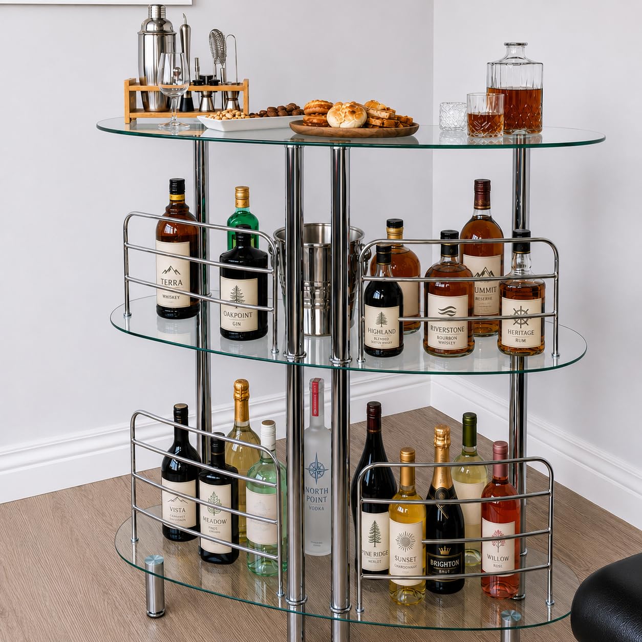 Mango Steam Contemporary Modern Home Liquor Bar (Euro, Clear)