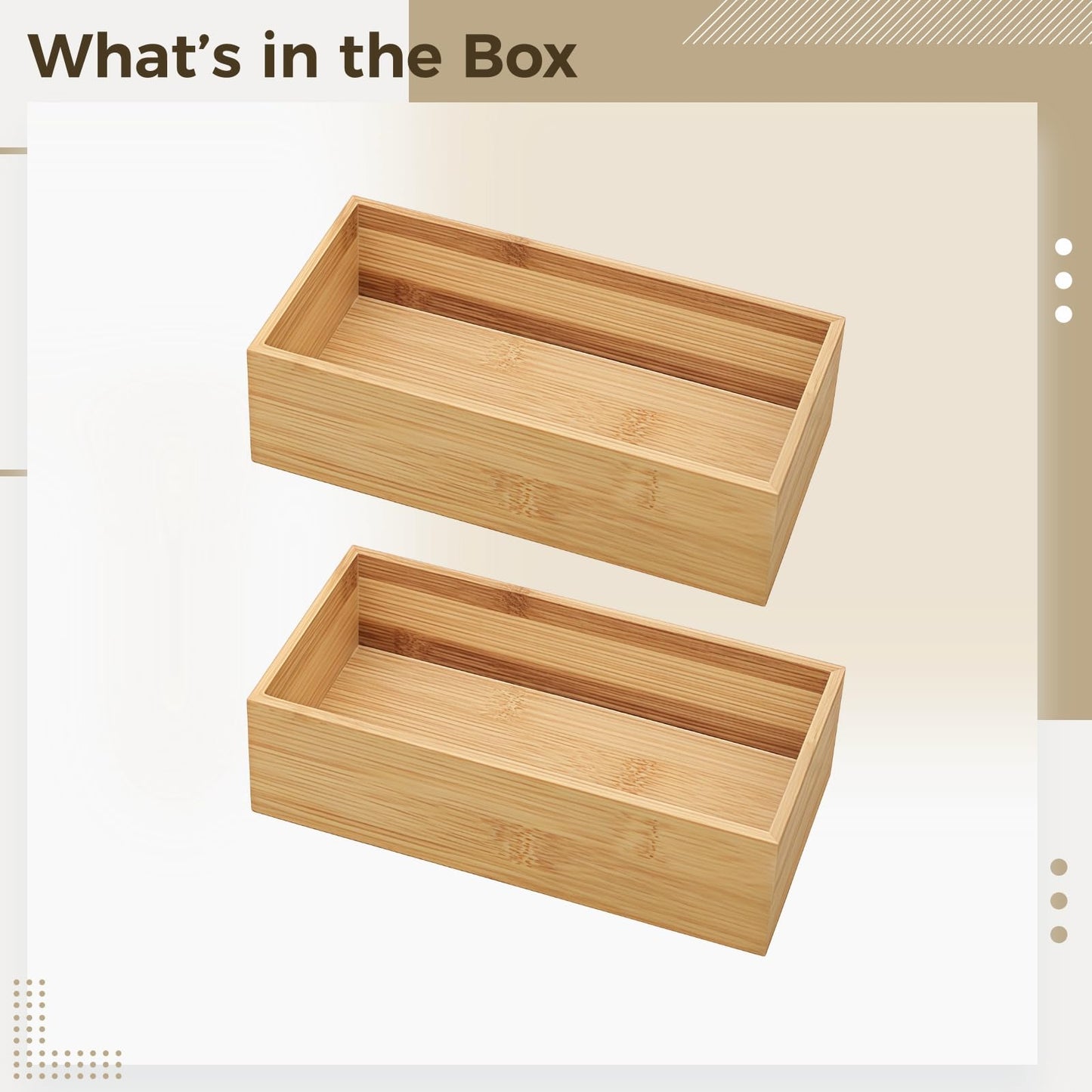 Packool Rectangular Design, Natural Wood Color, 8.7 x 3.9 x 2 in / 22 x 10 x 5 cm, Multi-Purpose Organizer for Bathroom, Kitchen, Desk