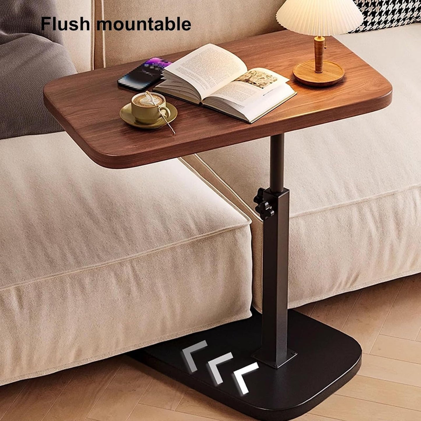 AHSBND Side Table Lifting Laptop Desk: C Shaped End Tables Adjustable Height 360° Swivel Tabletop That Slide Under Bedside Nursing for Coffee Couch