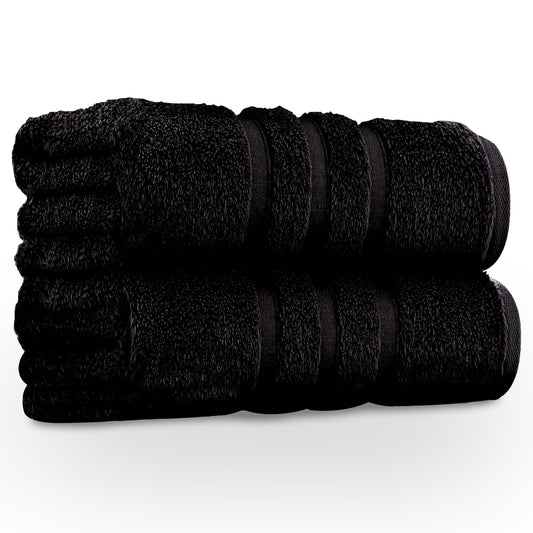 GC GAVENO CAVAILIA Large Bath Sheets - 100% Egyptian Cotton - 2 Pack Extra Large Towels - Quick Dry & Easycare - Black
