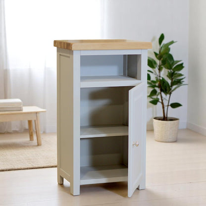 GROFurniture Cashmere Grey Slim Cabinet, Bathroom Storage Cabinet, Oak Painted Cupboard, Hallway Storage Unit, Storage Cupboard