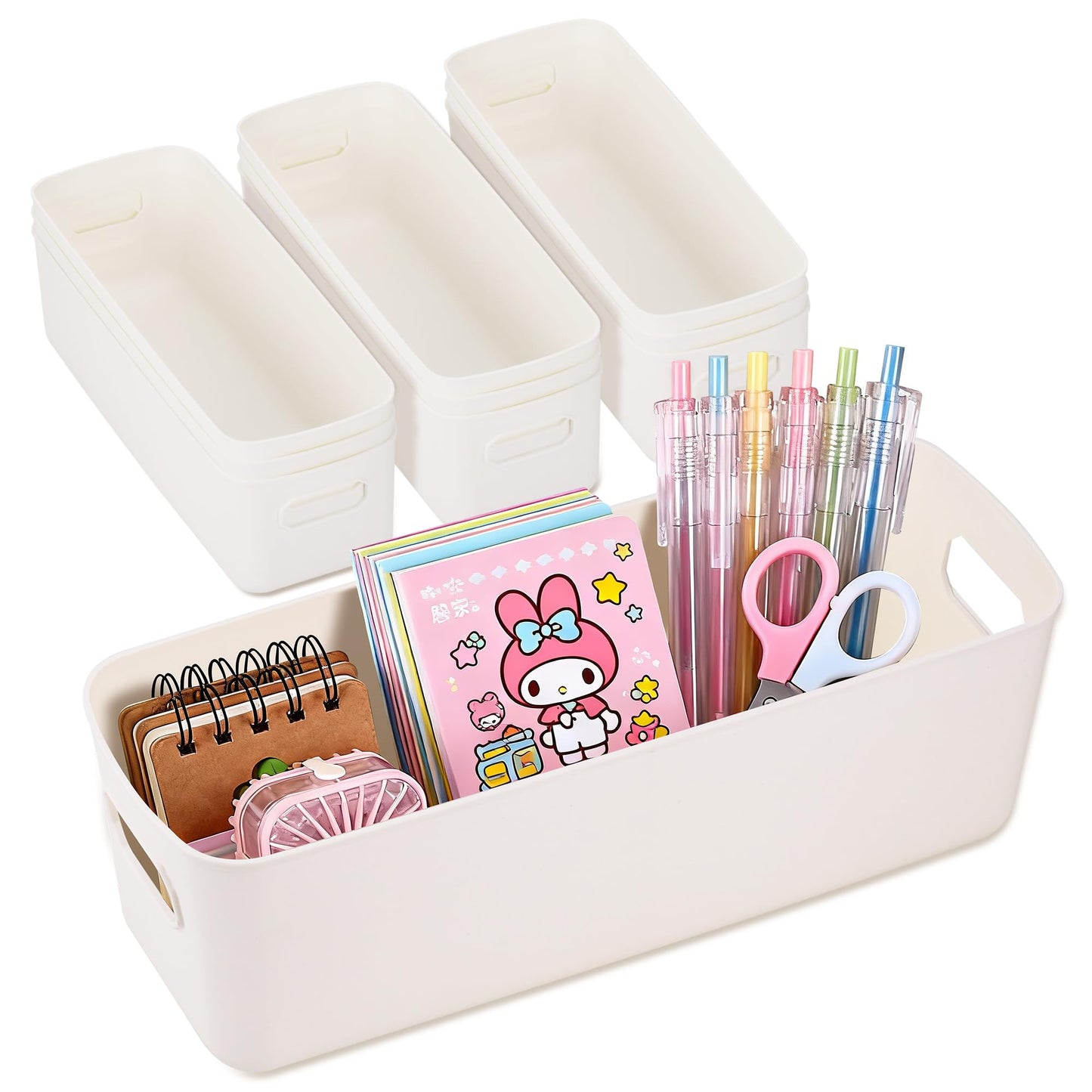 Starvortex 10 Pcs Plastic Storage Boxes, 10.2 x 3.5 x 3.3in Storage Baskets