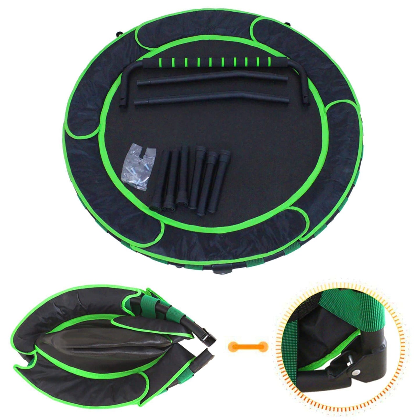36'' Kids Trampoline Easy Assembly with Handrail and Safety Padded Protective Cover Indoor & Outdoor Jumping Aerobic Fitness Exercise Workout Use for