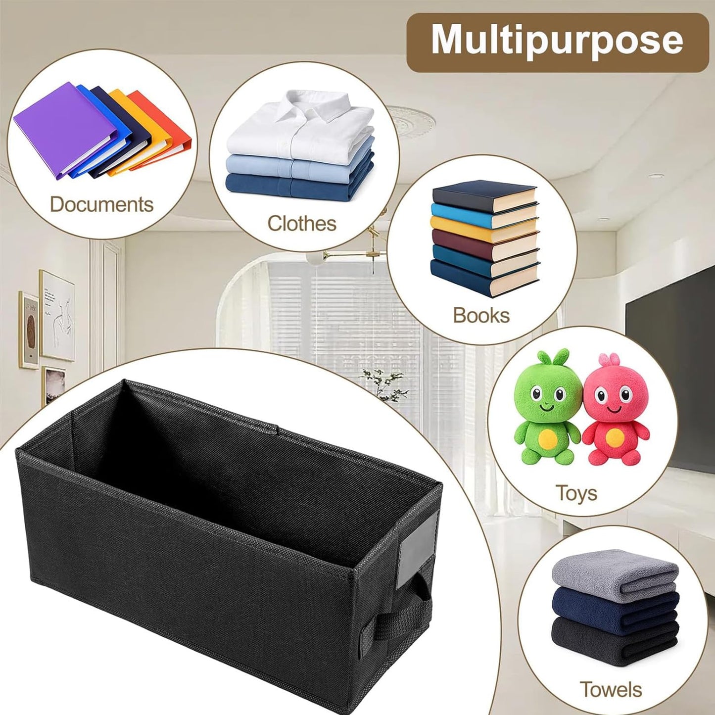 WinHUb CD Storage Boxes Set of 4, Foldable CD DVD Organiser with Lids 35x17x14cm, Holds 30 CDs Full Case, 60 Slim Case or 165 Sleeves
