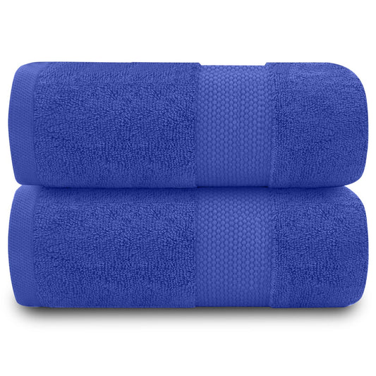 GC GAVENO CAVAILIA Fade Resistant Bathroom Set, 700 GSM Premium Quality Extra Absorbent 100% Cotton Towel, Egyptian, Royal Blue, 2PK Bath Sheet
