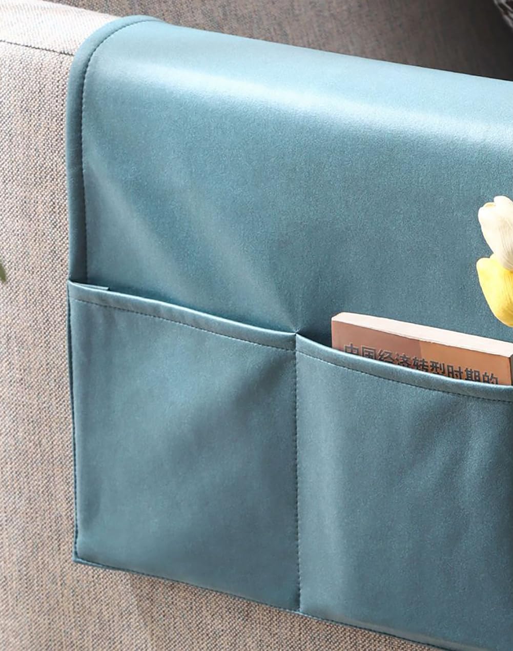 Sofa Chair Armrest Organizer Hanging Storage Bag - Waterproof Armchair Cover Caddy With Tidy Holder Pouch for Tablet, Phone, Glasses, Book, Magazine