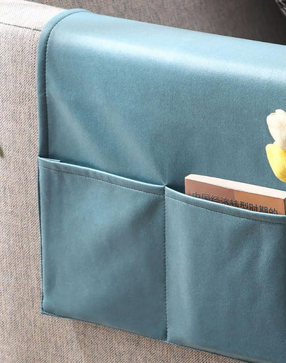 Sofa Chair Armrest Organizer Hanging Storage Bag - Waterproof Armchair Cover Caddy With Tidy Holder Pouch for Tablet, Phone, Glasses, Book, Magazine