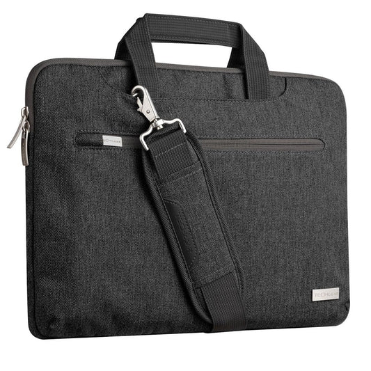 TECHGEAR Case for 14" - 14.6" Laptops, Portable Multi-function Laptop Case with Adjustable Shoulder Strap, Luggage Strap & Suppressible Handles,