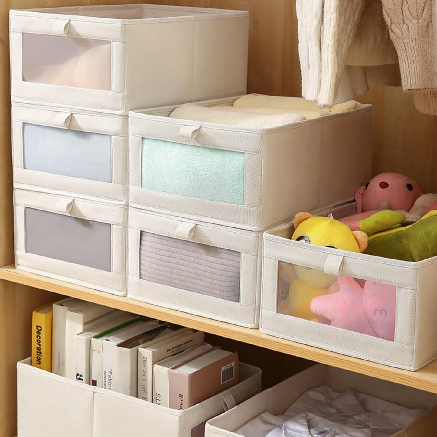 HOTOOLME Wardrobe Organiser Foldable Linen Drawer Storage Box 4 Pack